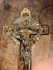 Vintage Gold Tone Crucifix My Jesus Mercy Wall Hanging Cross Religious 9 5   