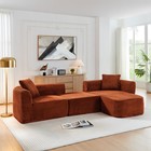 114  Modular Cloud Sectional Sofa W  Chaise  Ottoman  Orange Corduroy