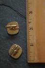 Vintage Cuff Links - Gold Tone Metal Square Engraved