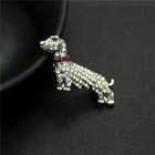 Fashion Bling Silver Crystal Dachshund Dog Rhinestone Women Lady Brooch Pin Gift