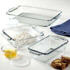 7 Piece Clear Glass Bakeware Set Baking Pan Cake Pan Loaf Pan Custard Cups