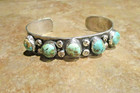 Desirable Old Pawn Navajo Sterling Silver Five Royston Turquoise Row Bracelet