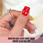 Clear Short Sharp Square False Nail Tips  Half Cover Shallow Paste Matte Round-s