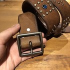 Rrl Double Rl Brown Vintage Leather Belt Antique Metal Square Buckle Size 34