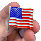 Cl6-14 American Waving Flag Lapel Pin 1 25  With 2 Pin Posts And Deluxe Clasps 