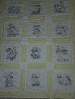 Precious Moments Vintage Handmade Crib Quilt Blanket 1990s Yellow 52  X 42 