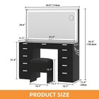 Okcora Vanity Desk Set With Large Led Lighted Mirror With 11 Drawers For Bedroom