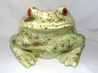 Large 14  Vintage Arnels Speckle Glaze Molded Ceramic Toad Frog Garden Statue