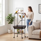 64 h Rolling Bird Playground Parrot Stand With Seed Guard   Wheels