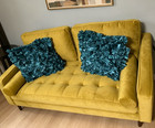 58  Sectional Loveseat Sofa Couch Mid Century Modern Small Space Mustard Yellow