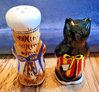 Catzilla Chef   Waiter Cats Ceramic Salt   Pepper Shakers Candace Reiter