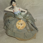 Antique Miniature Art Deco Pin Cushion Doll   Teeny Tiny China Doll Head Only