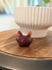 Rose   s Closet Mini Ruby Red Glass Hen On Nest Trinket Salt Cellar Cadmium Glow