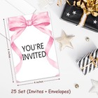 20 Pcs Pink Bow Birthday Invitations Girls Invites Card Fill In Envelopes