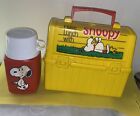Vintage Go To School  Have Lunch With Snoopy Lunchbox Plastic 1968 W thermos Red