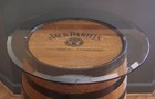 J d branded Engraved-sanded- Finished Whiskey Barrel-30 glass Top-2-stools-stand