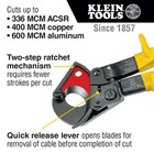 Klein Tools 63607 Cable Cutters  Ratcheting Wire Cable Cutter Tool Cuts   
