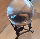 Crystall Huge Ball Rare Vintage Real Mountains Rock Crystal Bronze Angel Stand