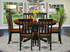 7 Pc Black And Cherry Oval Dining Room Table With Leaf And 6 Dining Chairs Set