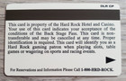 Hard Rock Casino Las Vegas Backstage Pass Players Club Slot Card - Version 2