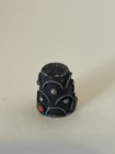 Vintage Italian Ornate Thimble Black With Coral Cabochons