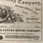 Nevada Copper Mining Company Stock  Grass Valley  Nevada County  Nevada- 1864