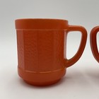 Vtg Anchor Hocking Federal Glass Orange Coffee Mug Cup Retro Usa - Set Of 2
