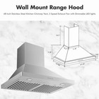 48 Inch Wall Mount Range Hood Vent Stainless Steel 3 Speed Exhaust Fan 1200cfm
