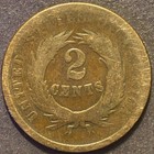 1864 Two Cent Piece Bronze Us Type Coin 2c - Read Description  64c