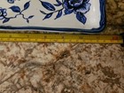 Vtg Cracker Barrel Porcelain Blue   White Blue Bliss Floral Tray Plate  11 X 5