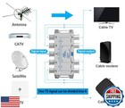 Keliiyo 8 Way Coaxial Cable Splitter 5-2500mhz work With Satellite Tv Catv An