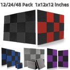 12 96 Pack 12 x12 x1  Acoustic Foam Panel Wedge Studio Soundproofing Wall Tiles