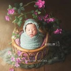 Newborn Photography Props Girl Round Vine Woven Basket Baby Photo Shoot Chair