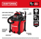 Cmxevbe17596 20 Gallon 6 5 Peak Hp Wet Dry Vac  Heavy-duty Shop Vacuum Wet And D