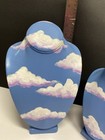 2 Necklace Display Bust Stands  Hand Painted Blue Cloud Design  White purple