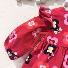 Jacadi Red Flower Print Ruffle Corduroy Long Sleeve Cotton Dress Size 6 Mo Nwt