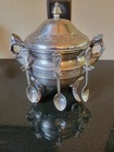 Victoria Sheffield Collection Hallmarked  Footed Serving Bowl W  6 Spoons