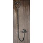 New Primitive Taper Candle Holder Heart Aged Wall Sconce Rustic 12 lx2 w Hanger