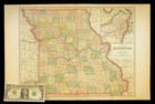 Ca1905 Vintage Missouri Map Large Railroad Old Original Antique Jefferson City