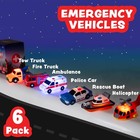 Light Up Bath Toys Emergency Cars 6 Pack Water Activated Led Toddler Baby Safe