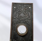 Antique Cast Bronze Brass Door Knob Back Plate Ribbons 6 5 X 2   