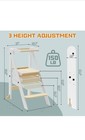 Taleco Gear Foldable Toddler Kitchen Stool Helper  3 Adjustable Heights Woode   