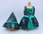 American Girl 18  Doll Witch Outfit - Black   Teal Spiderweb Dress With Hat