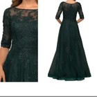 La Femme Emerald Green Embellished Floral Tulle   Lace A-line Gown Size 16  619