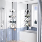 Rustproof Shower Corner Caddy Organizer For Bathroom  Black Quick Installatio   
