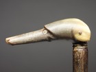 Antique 19thc  Carved Horn Greyhound Whippet Dog Head Cane Walking Stick