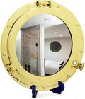 Golden 12 nautical Round Ship Porthole Maritime Mirror Window For Home wall Deco