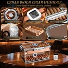 Cigarloong Humidor 90-100 Cigars Cedar Wood Lining Hygrometer Humidifier