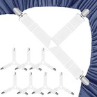Adjustable Bed Sheet Straps  Elastic Fasteners With Metal Triangle-8 Pcs White