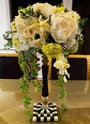 Mackenzie Childs Sweetbriar Centerpiece Grand Topiary Vase Floral 26  Tall Rare